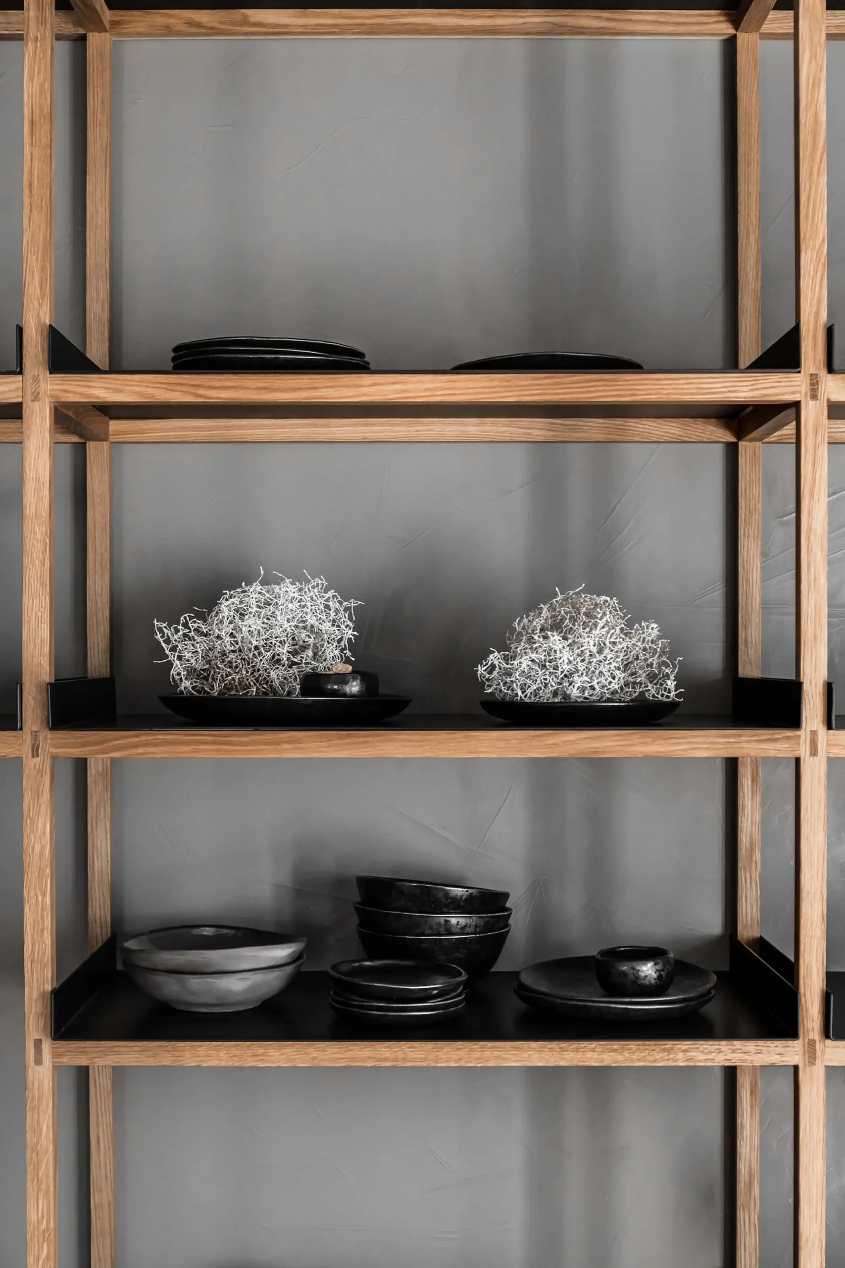 25x25 shelves blending into kitchen 23 25x25 shelves for kitchen by Kongacph, offering flexible design and natural wood finishes for modern interiors.
