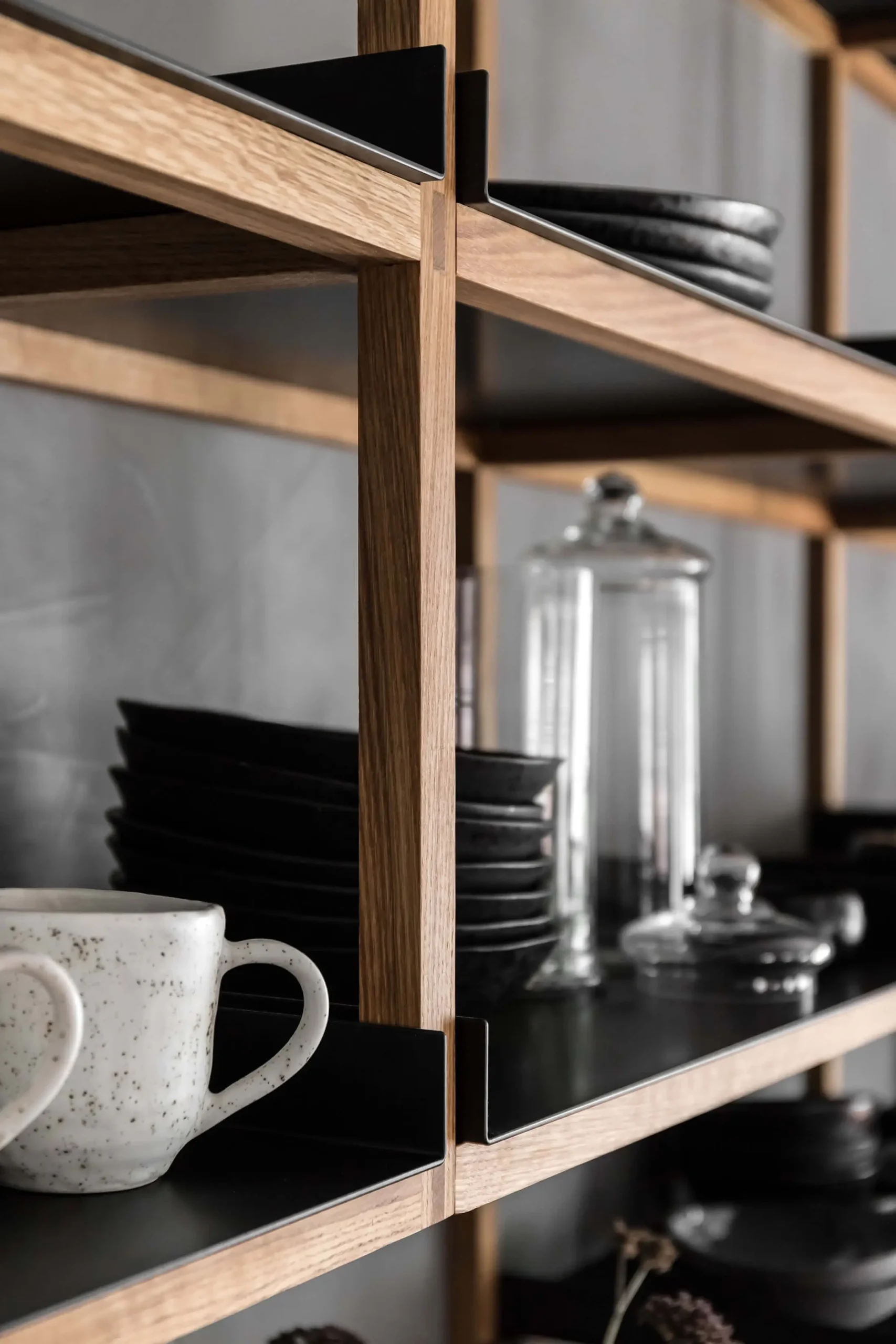 25x25 shelves blending into kitchen 26 japandi style open kitchen shelf kongacph scaled